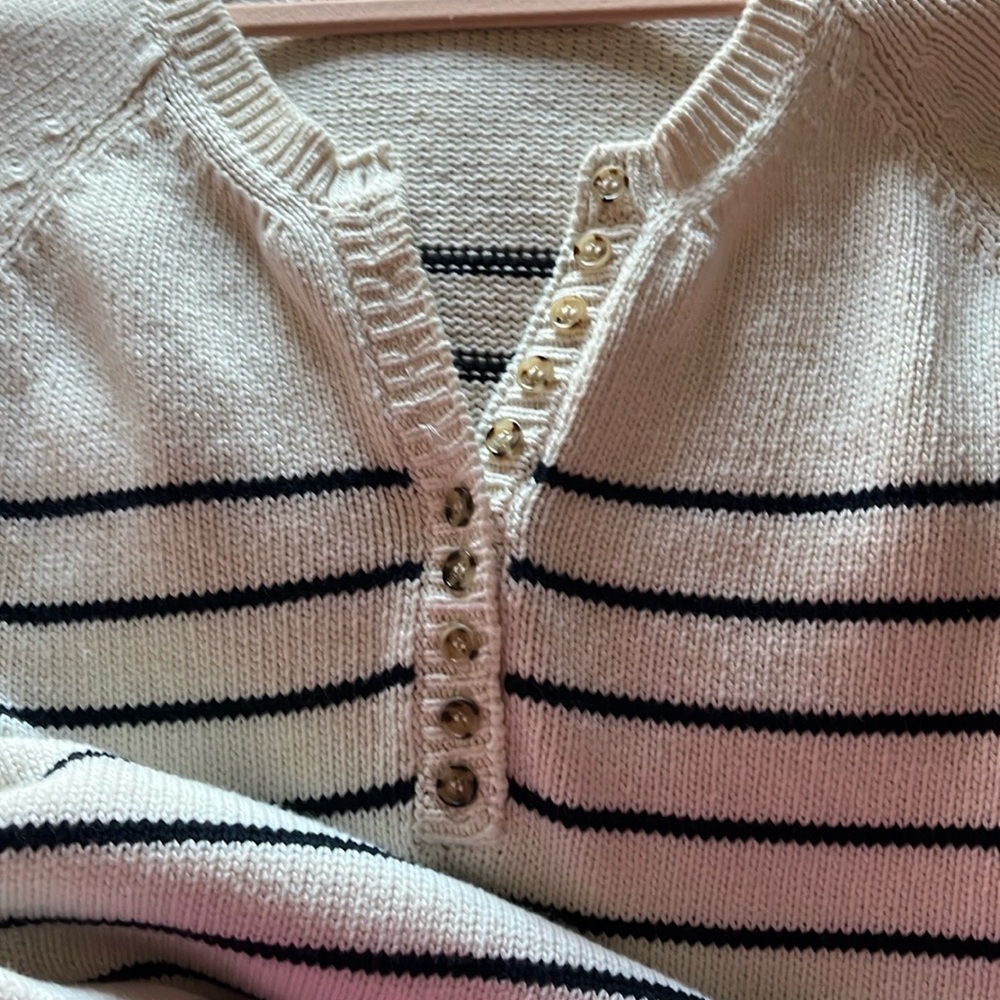 Sezane leotine sweater ecru/navy organic cotton, excellent condition worn twice. - Picture 4 of 7